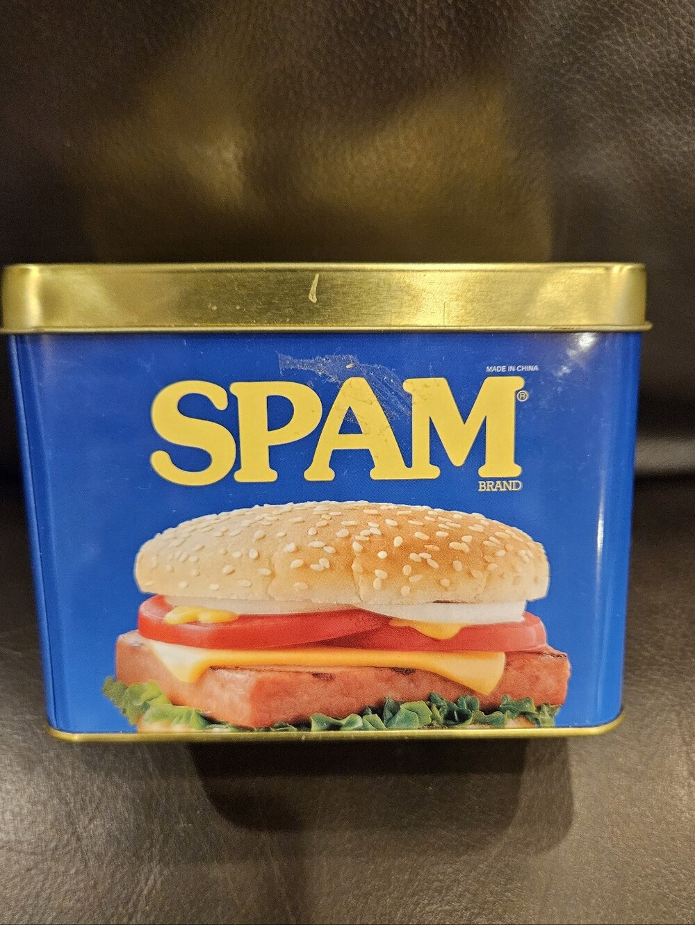 3 Pack SPAM Branded Socks Blue & Gold Tin